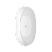 Load image into Gallery viewer, Wyndham Juno 59 Inch Freestanding Bathtub in Matte White with Floor Mounted Faucet, Drain and Overflow Trim in Polished Chrome- Wyndham
