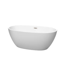 Load image into Gallery viewer, Wyndham Juno 59 Inch Freestanding Bathtub in Matte White with Brushed Nickel Drain and Overflow Trim- Wyndham