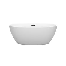Load image into Gallery viewer, Wyndham Juno 59 Inch Freestanding Bathtub in Matte White with Matte Black Drain and Overflow Trim- Wyndham