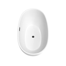 Load image into Gallery viewer, Wyndham Juno 59 Inch Freestanding Bathtub in Matte White with Matte Black Drain and Overflow Trim- Wyndham