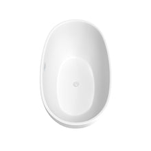 Load image into Gallery viewer, Wyndham Juno 59 Inch Freestanding Bathtub in Matte White with Shiny White Trim and Floor Mounted Faucet in Brushed Gold- Wyndham