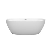 Load image into Gallery viewer, Wyndham Juno 63 Inch Freestanding Bathtub in Matte White with Polished Chrome Drain and Overflow Trim- Wyndham