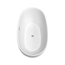 Load image into Gallery viewer, Wyndham Juno 63 Inch Freestanding Bathtub in Matte White with Floor Mounted Faucet, Drain and Overflow Trim in Polished Chrome- Wyndham