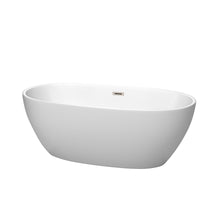 Load image into Gallery viewer, Wyndham Juno 63 Inch Freestanding Bathtub in Matte White with Brushed Nickel Drain and Overflow Trim- Wyndham
