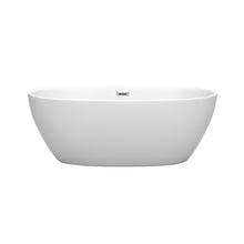 Load image into Gallery viewer, Wyndham Juno 63 Inch Freestanding Bathtub in Matte White with Brushed Nickel Drain and Overflow Trim- Wyndham
