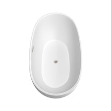 Load image into Gallery viewer, Wyndham Juno 63 Inch Freestanding Bathtub in Matte White with Brushed Nickel Drain and Overflow Trim- Wyndham