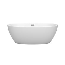 Load image into Gallery viewer, Wyndham Juno 63 Inch Freestanding Bathtub in Matte White with Matte Black Drain and Overflow Trim- Wyndham