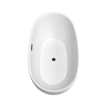 Load image into Gallery viewer, Wyndham Juno 63 Inch Freestanding Bathtub in Matte White with Matte Black Drain and Overflow Trim- Wyndham