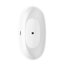 Load image into Gallery viewer, Wyndham Juno 63 Inch Freestanding Bathtub in Matte White with Matte Black Drain and Overflow Trim- Wyndham