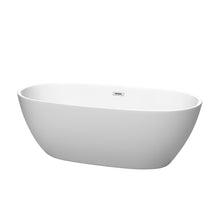 Load image into Gallery viewer, Wyndham Juno 67 Inch Freestanding Bathtub in Matte White with Polished Chrome Drain and Overflow Trim- Wyndham