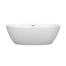 Load image into Gallery viewer, Wyndham Juno 67 Inch Freestanding Bathtub in Matte White with Polished Chrome Drain and Overflow Trim- Wyndham