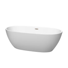 Load image into Gallery viewer, Wyndham Juno 67 Inch Freestanding Bathtub in Matte White with Brushed Nickel Drain and Overflow Trim- Wyndham