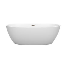Load image into Gallery viewer, Wyndham Juno 67 Inch Freestanding Bathtub in Matte White with Brushed Nickel Drain and Overflow Trim- Wyndham