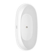 Load image into Gallery viewer, Wyndham Juno 67 Inch Freestanding Bathtub in Matte White with Brushed Nickel Drain and Overflow Trim- Wyndham