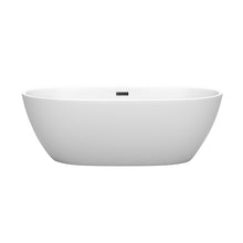 Load image into Gallery viewer, Wyndham Juno 67 Inch Freestanding Bathtub in Matte White with Matte Black Drain and Overflow Trim- Wyndham