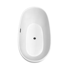Load image into Gallery viewer, Wyndham Juno 67 Inch Freestanding Bathtub in Matte White with Matte Black Drain and Overflow Trim- Wyndham