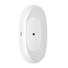 Load image into Gallery viewer, Wyndham Juno 67 Inch Freestanding Bathtub in Matte White with Floor Mounted Faucet, Drain and Overflow Trim in Matte Black- Wyndham