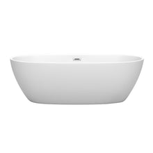 Load image into Gallery viewer, Wyndham Juno 71 Inch Freestanding Bathtub in Matte White with Polished Chrome Drain and Overflow Trim- Wyndham