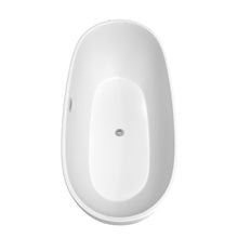 Load image into Gallery viewer, Wyndham Juno 71 Inch Freestanding Bathtub in Matte White with Floor Mounted Faucet, Drain and Overflow Trim in Polished Chrome- Wyndham