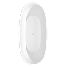 Load image into Gallery viewer, Wyndham Juno 71 Inch Freestanding Bathtub in Matte White with Floor Mounted Faucet, Drain and Overflow Trim in Polished Chrome- Wyndham