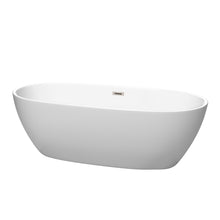 Load image into Gallery viewer, Wyndham Juno 71 Inch Freestanding Bathtub in Matte White with Brushed Nickel Drain and Overflow Trim- Wyndham