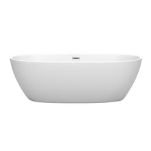 Load image into Gallery viewer, Wyndham Juno 71 Inch Freestanding Bathtub in Matte White with Brushed Nickel Drain and Overflow Trim- Wyndham