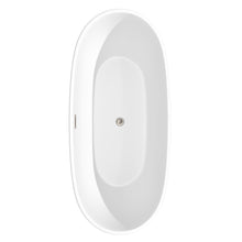 Load image into Gallery viewer, Wyndham Juno 71 Inch Freestanding Bathtub in Matte White with Floor Mounted Faucet, Drain and Overflow Trim in Brushed Nickel- Wyndham