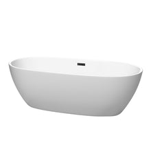 Load image into Gallery viewer, Wyndham Juno 71 Inch Freestanding Bathtub in Matte White with Matte Black Drain and Overflow Trim- Wyndham