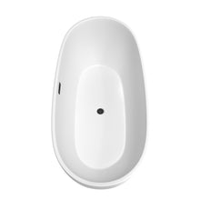 Load image into Gallery viewer, Wyndham Juno 71 Inch Freestanding Bathtub in Matte White with Matte Black Drain and Overflow Trim- Wyndham