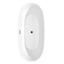 Load image into Gallery viewer, Wyndham Juno 71 Inch Freestanding Bathtub in Matte White with Floor Mounted Faucet, Drain and Overflow Trim in Matte Black- Wyndham