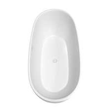 Load image into Gallery viewer, Wyndham Juno 71 Inch Freestanding Bathtub in Matte White with Shiny White Trim and Floor Mounted Faucet in Matte Black- Wyndham