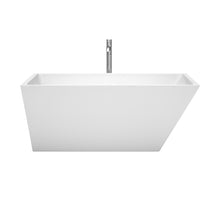 Load image into Gallery viewer, Wyndham Hannah 59 Inch Freestanding Bathtub in White with Floor Mounted Faucet, Drain and Overflow Trim in Polished Chrome- Wyndham