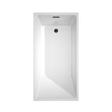 Load image into Gallery viewer, Wyndham Hannah 59 Inch Freestanding Bathtub in White with Matte Black Drain and Overflow Trim- Wyndham