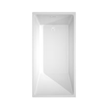 Load image into Gallery viewer, Wyndham Hannah 59 Inch Freestanding Bathtub in White with Shiny White Trim and Floor Mounted Faucet in Brushed Gold- Wyndham