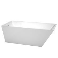 Load image into Gallery viewer, Wyndham Hannah 67 Inch Freestanding Bathtub in White with Polished Chrome Drain and Overflow Trim- Wyndham