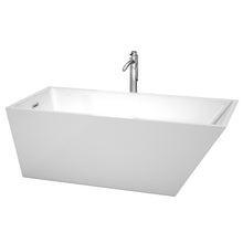 Load image into Gallery viewer, Wyndham Hannah 67 Inch Freestanding Bathtub in White with Floor Mounted Faucet, Drain and Overflow Trim in Polished Chrome- Wyndham