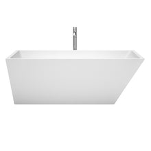 Load image into Gallery viewer, Wyndham Hannah 67 Inch Freestanding Bathtub in White with Floor Mounted Faucet, Drain and Overflow Trim in Polished Chrome- Wyndham