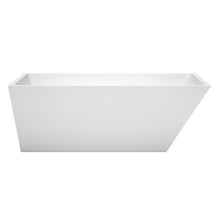 Load image into Gallery viewer, Wyndham Hannah 67 Inch Freestanding Bathtub in White with Matte Black Drain and Overflow Trim- Wyndham