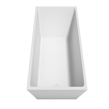Load image into Gallery viewer, Wyndham Hannah 67 Inch Freestanding Bathtub in White with Shiny White Trim and Floor Mounted Faucet in Brushed Gold- Wyndham