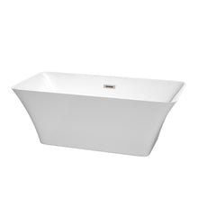 Load image into Gallery viewer, Wyndham Tiffany 59 Inch Freestanding Bathtub in White with Brushed Nickel Drain and Overflow Trim- Wyndham