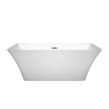 Load image into Gallery viewer, Wyndham Tiffany 59 Inch Freestanding Bathtub in White with Brushed Nickel Drain and Overflow Trim- Wyndham