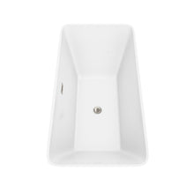 Load image into Gallery viewer, Wyndham Tiffany 59 Inch Freestanding Bathtub in White with Brushed Nickel Drain and Overflow Trim- Wyndham