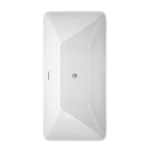 Load image into Gallery viewer, Wyndham Tiffany 59 Inch Freestanding Bathtub in White with Brushed Nickel Drain and Overflow Trim- Wyndham