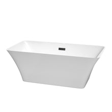 Load image into Gallery viewer, Wyndham Tiffany 59 Inch Freestanding Bathtub in White with Matte Black Drain and Overflow Trim- Wyndham