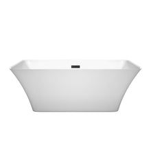 Load image into Gallery viewer, Wyndham Tiffany 59 Inch Freestanding Bathtub in White with Matte Black Drain and Overflow Trim- Wyndham
