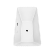 Load image into Gallery viewer, Wyndham Tiffany 59 Inch Freestanding Bathtub in White with Floor Mounted Faucet, Drain and Overflow Trim in Matte Black- Wyndham