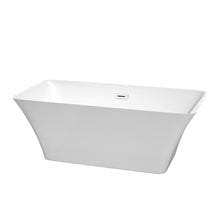 Load image into Gallery viewer, Wyndham Tiffany 59 Inch Freestanding Bathtub in White with Shiny White Drain and Overflow Trim- Wyndham