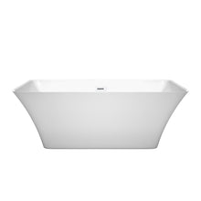 Load image into Gallery viewer, Wyndham Tiffany 59 Inch Freestanding Bathtub in White with Shiny White Drain and Overflow Trim- Wyndham