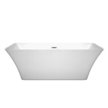 Load image into Gallery viewer, Wyndham Tiffany 67 Inch Freestanding Bathtub in White with Polished Chrome Drain and Overflow Trim- Wyndham