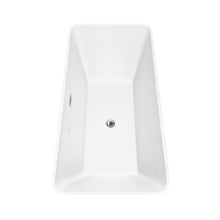Load image into Gallery viewer, Wyndham Tiffany 67 Inch Freestanding Bathtub in White with Polished Chrome Trim and Floor Mounted Faucet in Brushed Gold- Wyndham